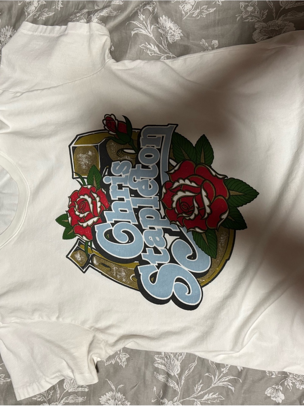 Daydreamer Graphic Chris Stapleton T-Shirt with Red Rose Print size small
